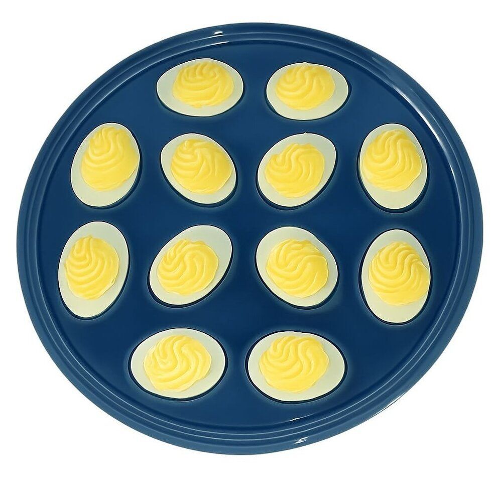 Festaware Fiesta 12 Deviled Egg Plater Plate Tray Blue Lapis Ceramic